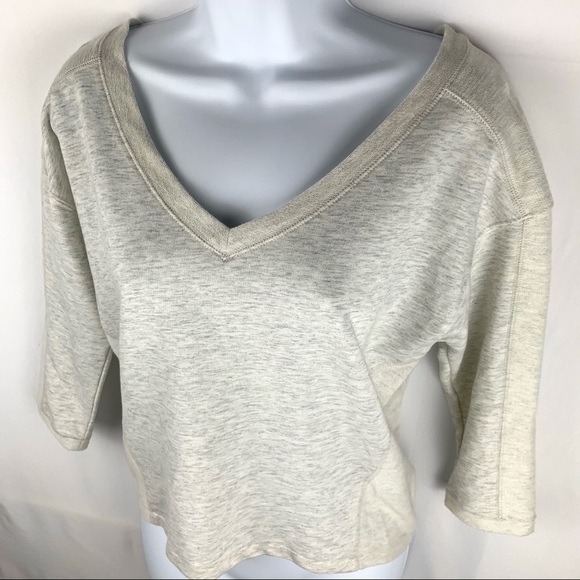 SO V-Neck Crop Top Tee Stone Heather - Picture 4 of 17